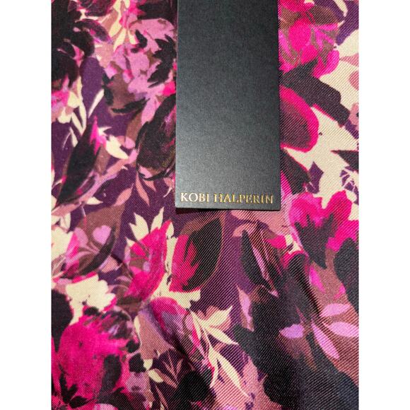 Large Kobi Halperin Susie Floral Print Contrast Sleeve Top $275 retail - Picture 6 of 10